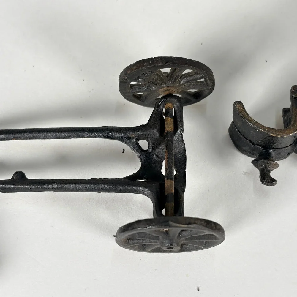 Vintage Cast Iron Horse Drawn Carriage Cab Toy Reproduction 3pc Set